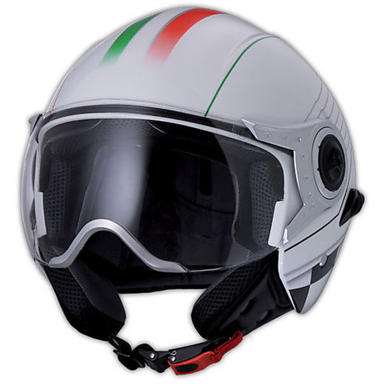 Humans Motocubo Jet Motorrad Helm Visier Doppel Cube Italienische Flagge
