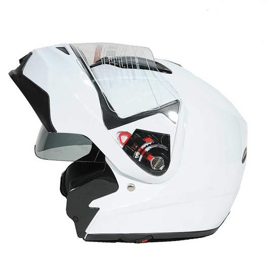 Humans Motocubo Motorradhelm Modular Flip Dual-Visor Gloss White
