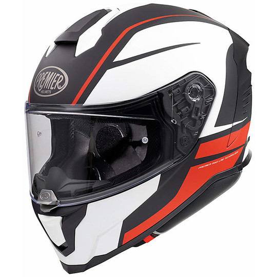 HYPER DE92 BM Premier Integral Motorcycle Helmet White Black Red Matt