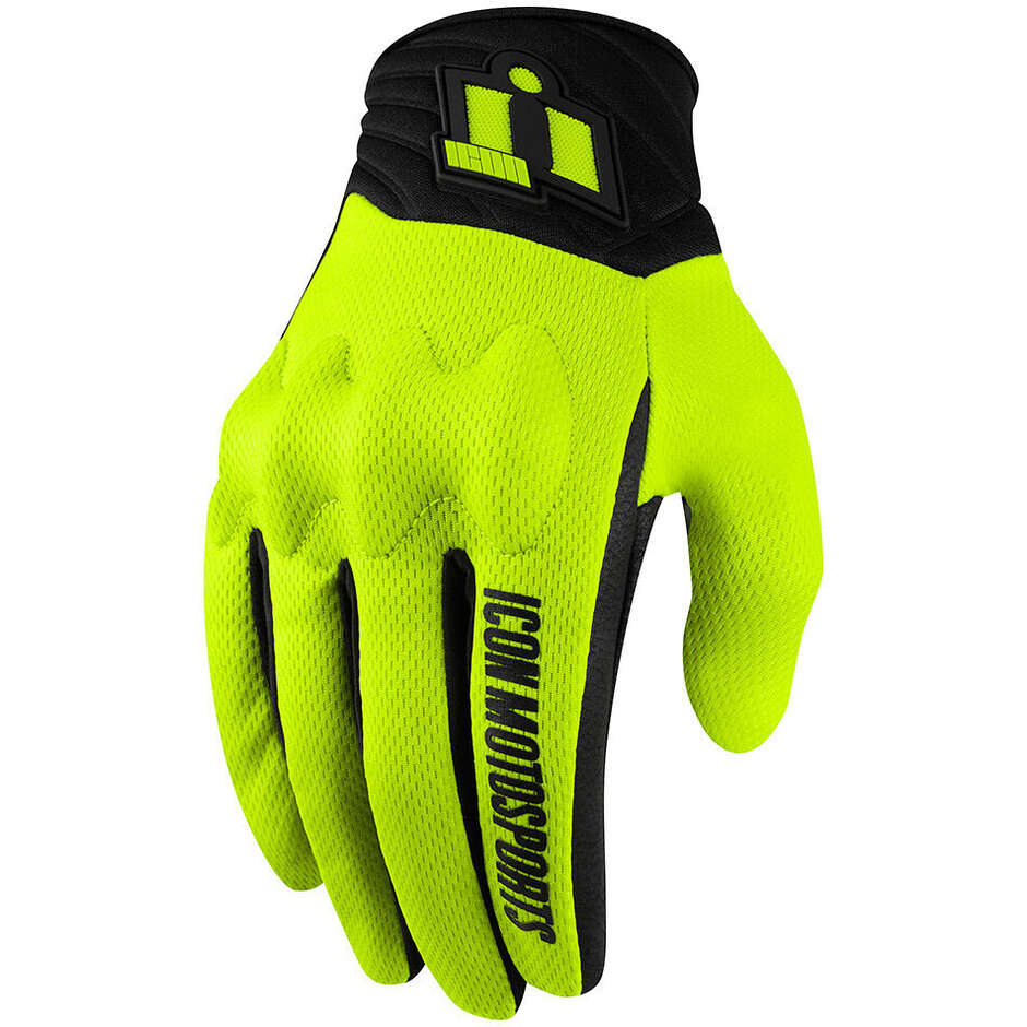 Icon ANTHEM 2 Yellow Fluo Fabric Motorcycle Gloves