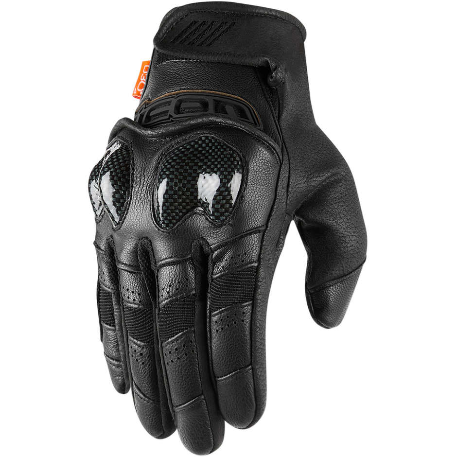 Icon CONTRA 2 Black Sport Leather Motorcycle Gloves