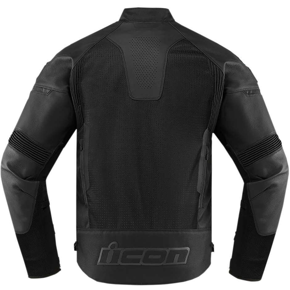 Icon CONTRA 2 Black Stealth Perforated Leather Motorcycle Jacket