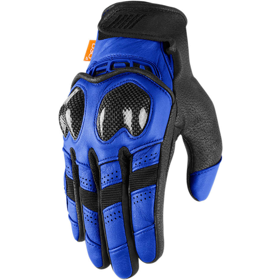 Icon CONTRA 2 Blue Sport Leather Motorcycle Gloves
