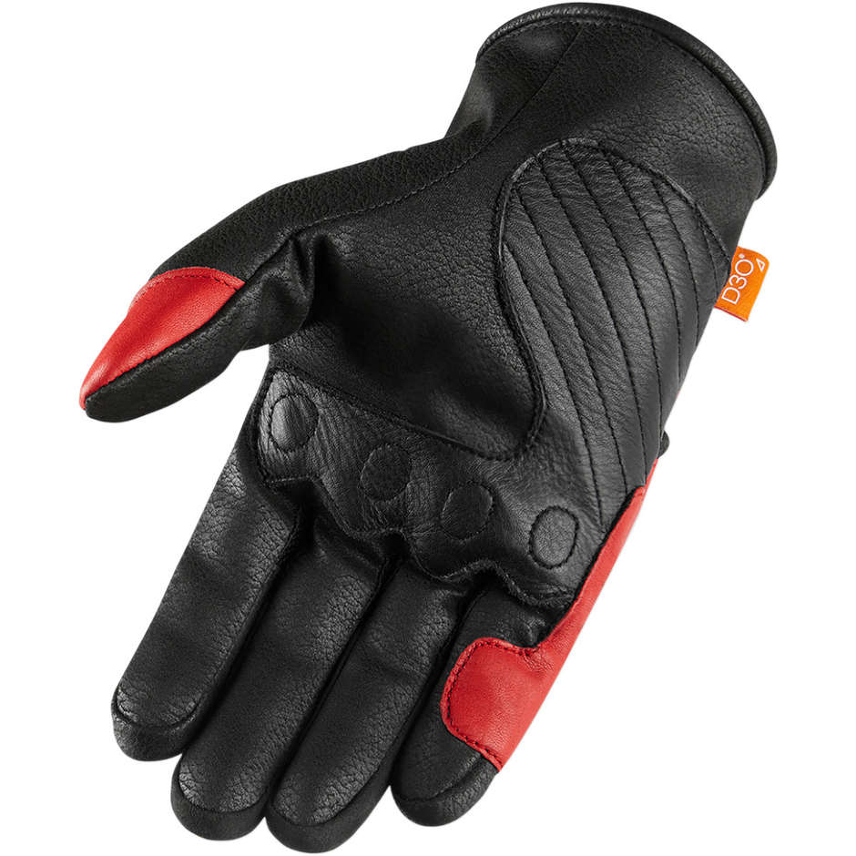 Icon CONTRA 2 Red Sport Leather Motorcycle Gloves