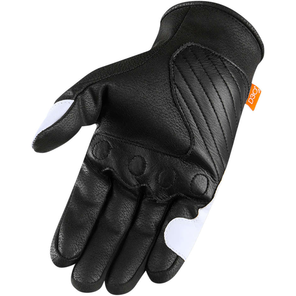 Icon CONTRA 2 White Black Sport Leather Motorcycle Gloves
