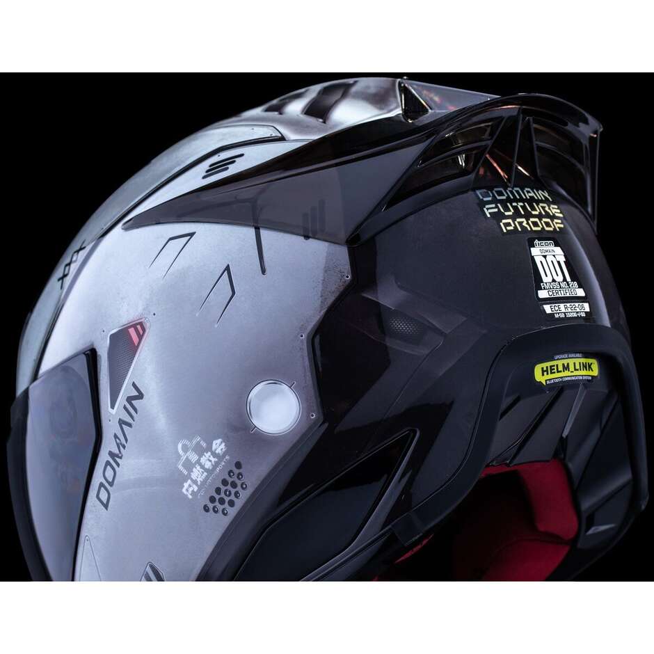 Icon DOMAIN FUTURE Proof Grauer Integralhelm für Motorradfahrer