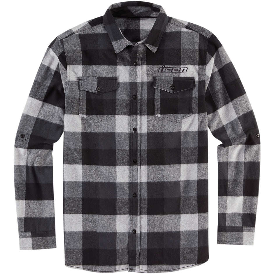 Icon FELLER Black Gray Flannel Casual Motorcycle Shirt