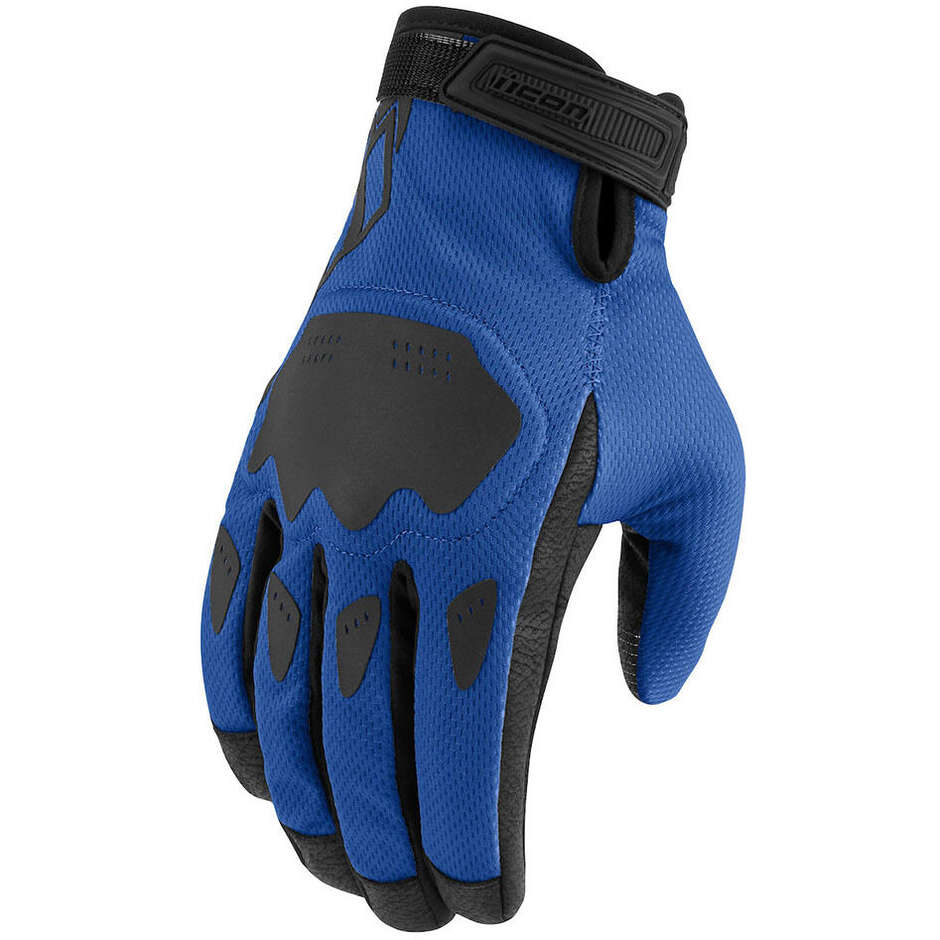 Icon HOOLIGAN CE Blue Summer Motorcycle Gloves