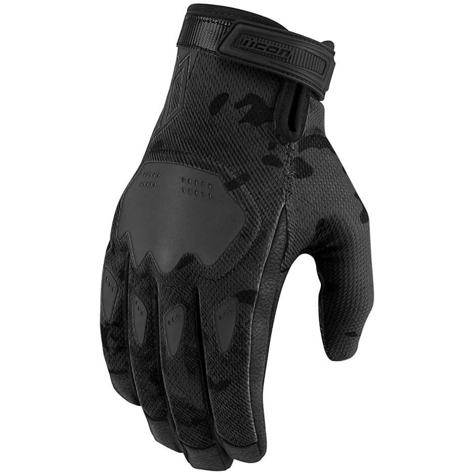 Icon HOOLIGAN CE Dark Camouflage Summer Motorcycle Gloves