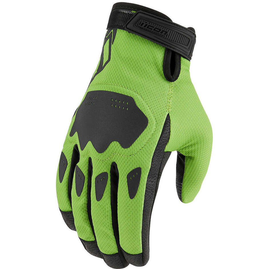 Icon HOOLIGAN CE Green Motorcycle Summer Gloves