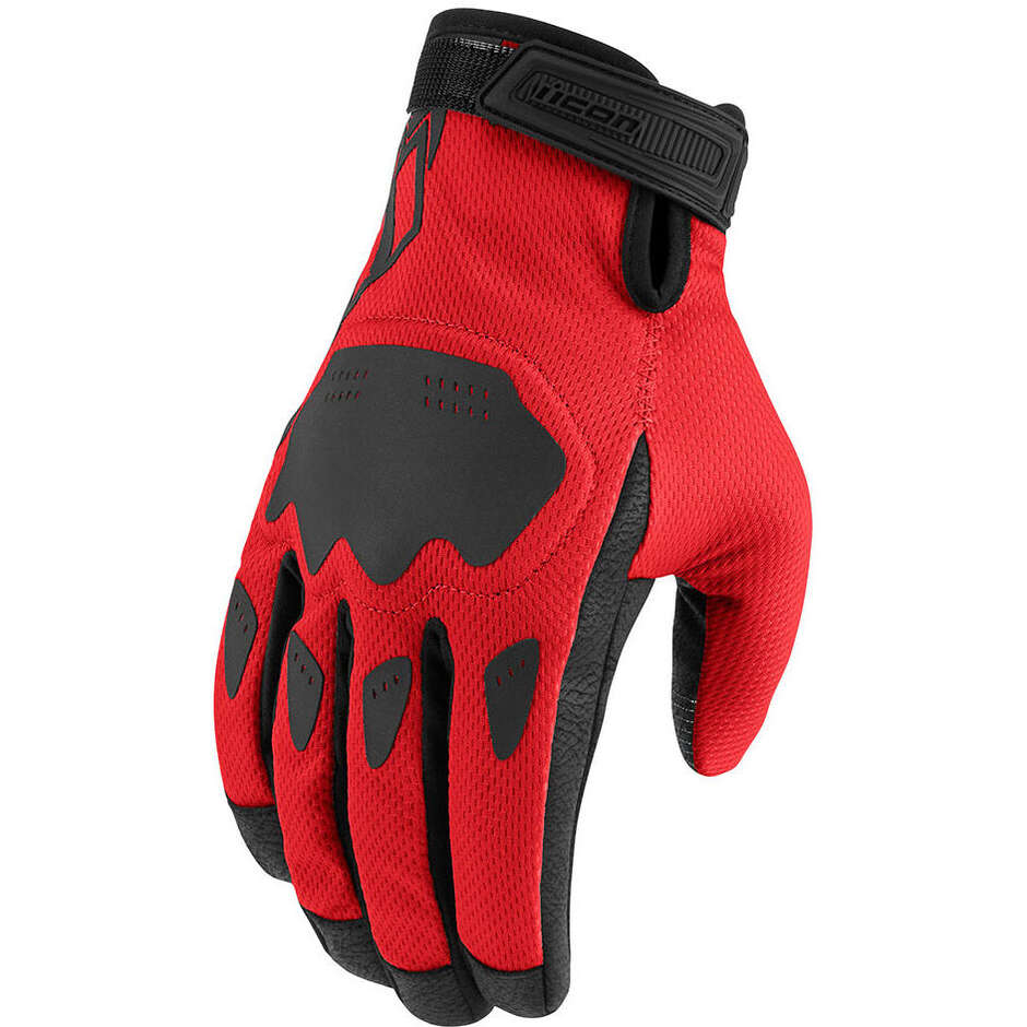 Icon HOOLIGAN CE Red Summer Motorcycle Gloves