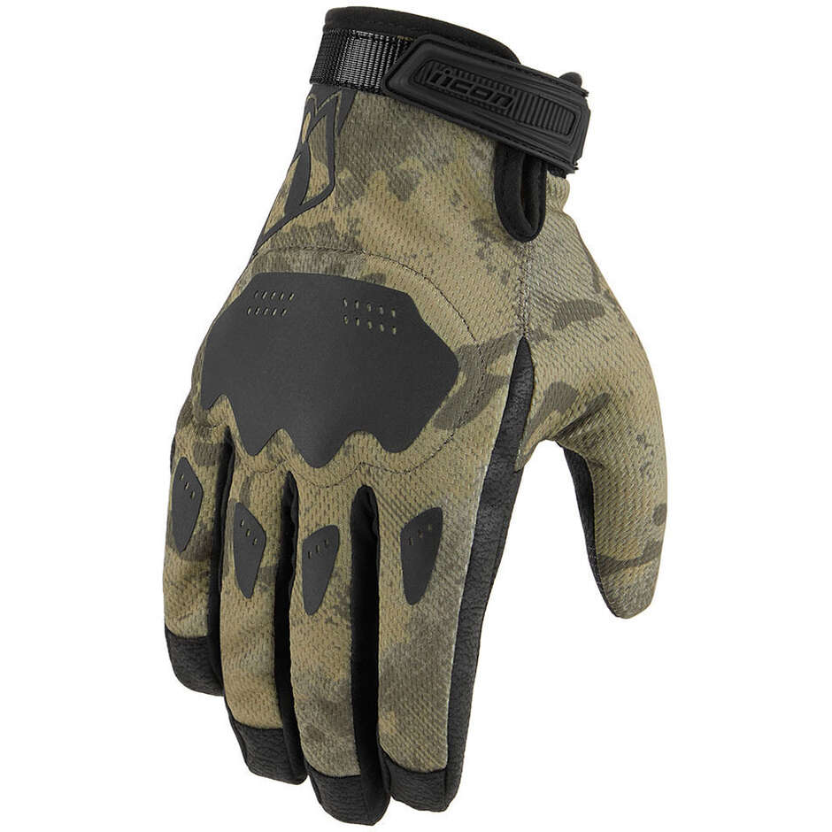 Icon HOOLIGAN CE Tan Camouflage Summer Motorcycle Gloves