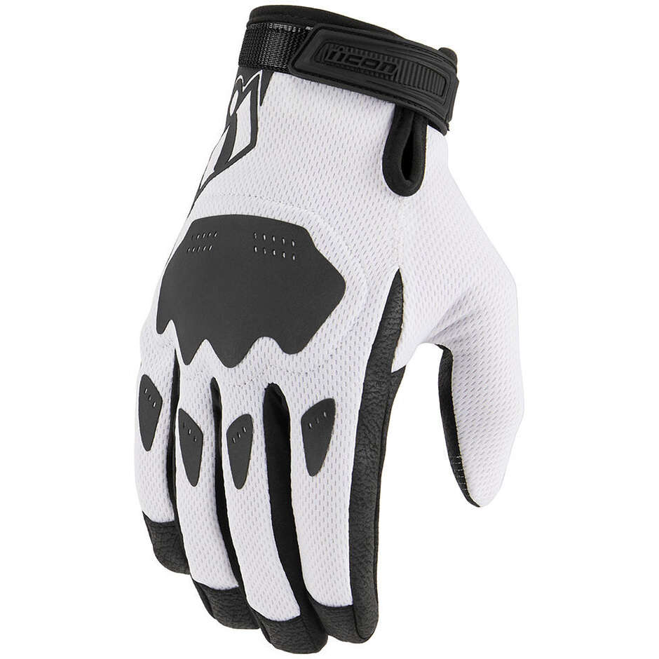 Icon HOOLIGAN CE White Summer Motorcycle Gloves