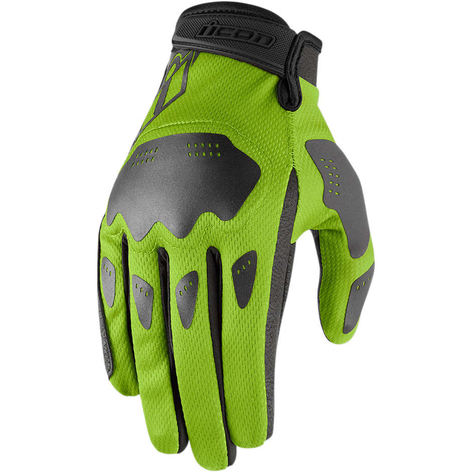 Icon HOOLIGAN Green Sport Fabric Motorcycle Gloves