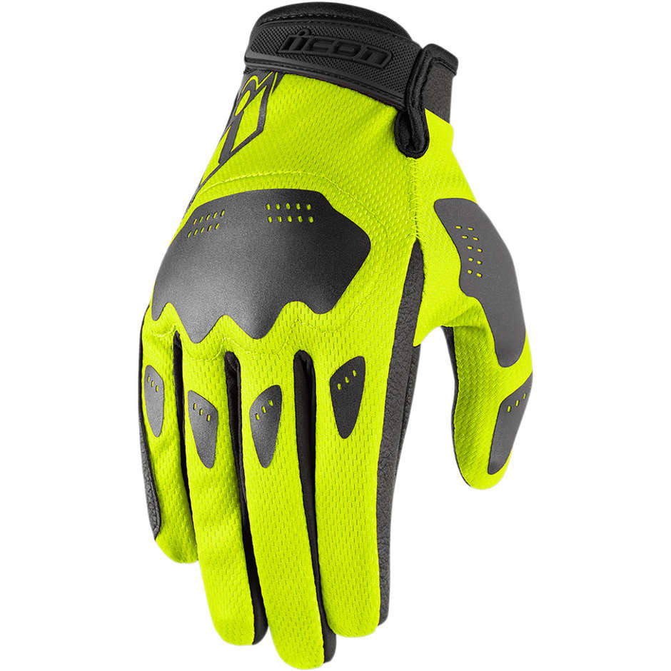 Icon HOOLIGAN Hi-Vision Yellow Sport Fabric Motorcycle Gloves