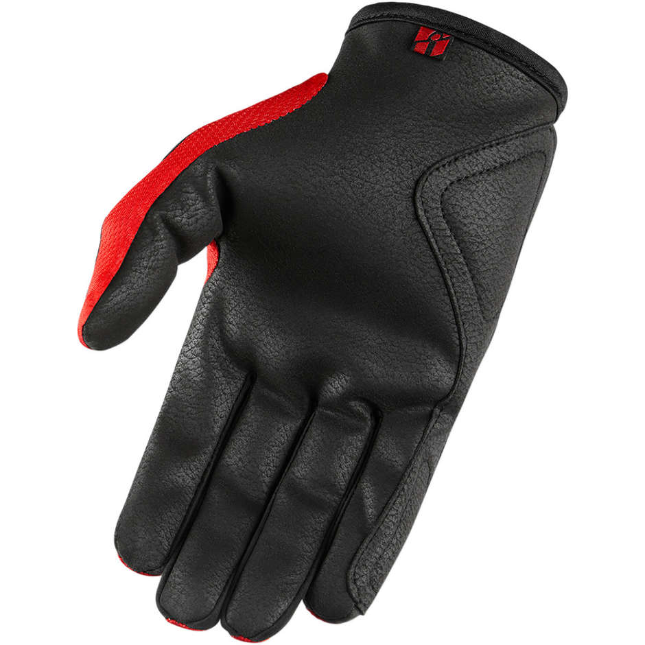 Icon HOOLIGAN Red Sport Fabric Motorcycle Gloves