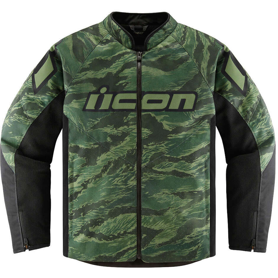 Icon HOOLIGAN TIGER'S BLOOD CE Green Motorcycle Jacket in Fabric