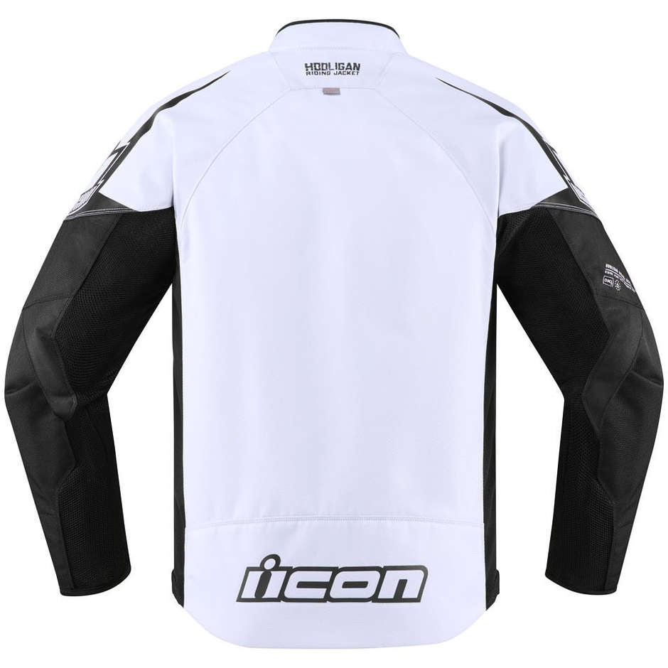 Icon HOOLIGAN White Black Fabric Motorcycle Jacket
