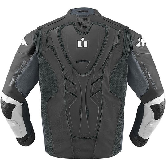 Icon Hypersport Prime Jacket Veste de moto en cuir technique gris
