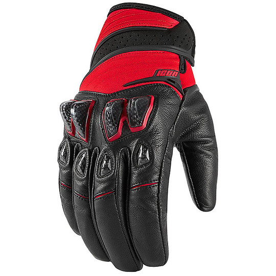 Icon KONFLICT Leather Gloves Red