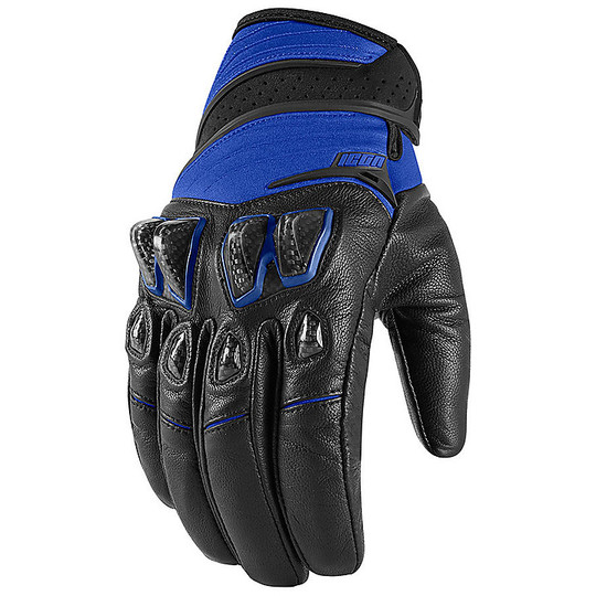 Icon KONFLICT Stealth Blue Leather Gloves