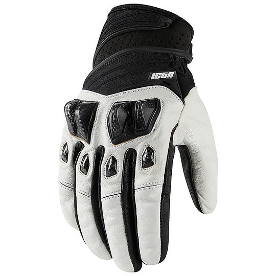 Icon Leather Motorcycle Gloves KONFLICT White
