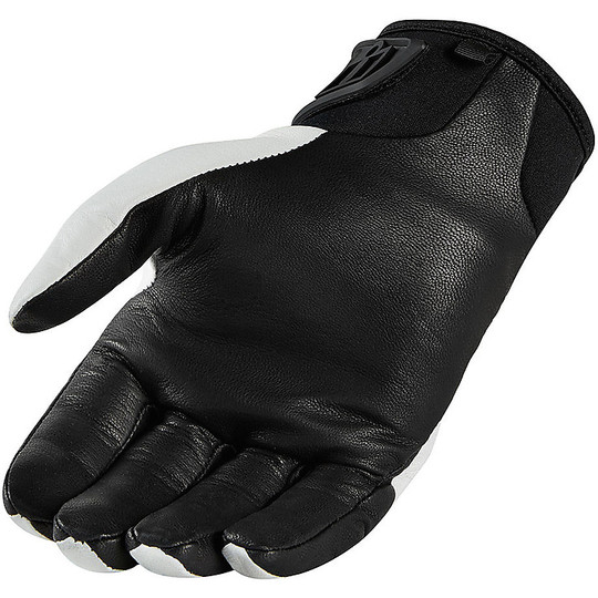 Icon Leather Motorcycle Gloves KONFLICT White