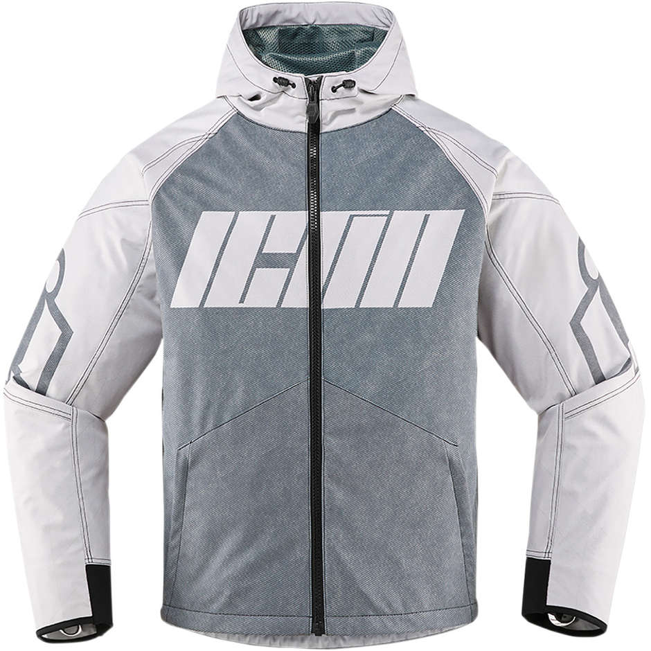 Icon MERC HS Gray White Fabric Motorcycle Jacket