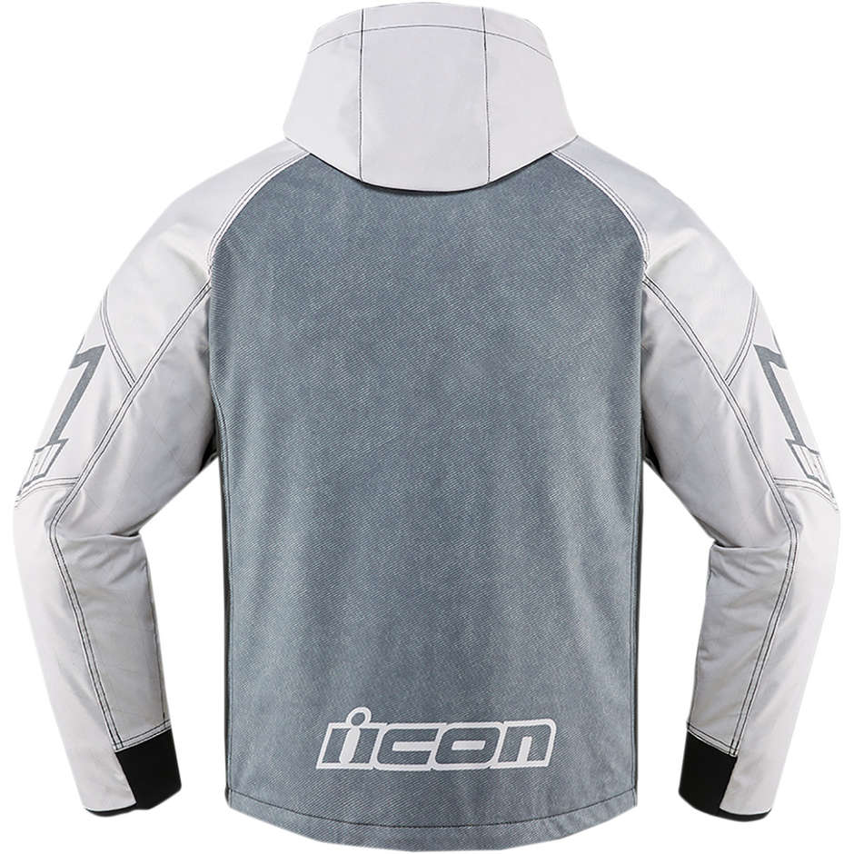 Icon MERC HS - Veste de moto en tissu gris blanc