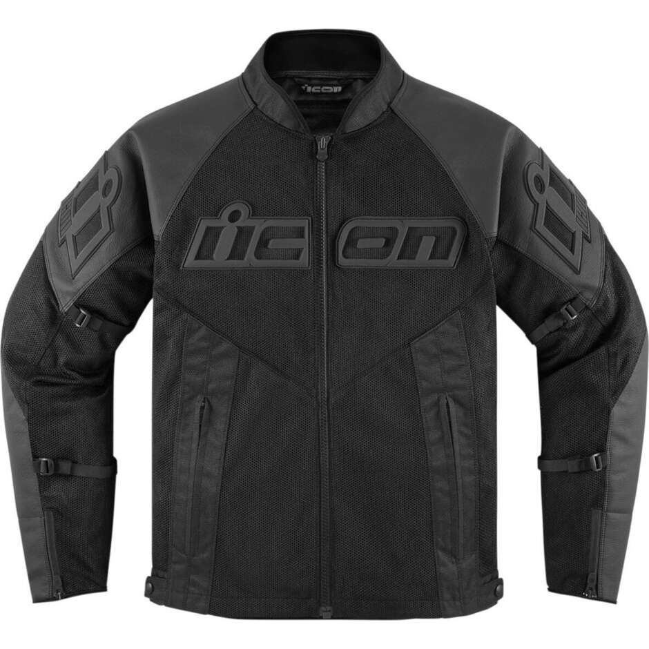 Icon MESH AF Black Summer Leather Motorcycle Jacket