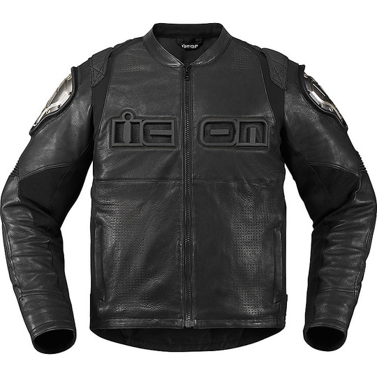 Icon Moto Lederjacke TIMAX Stealth Schwarz