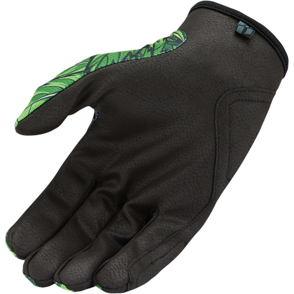 Icon Motorcycle Gloves In HOOLIGAN RITEMIND Green Fabric