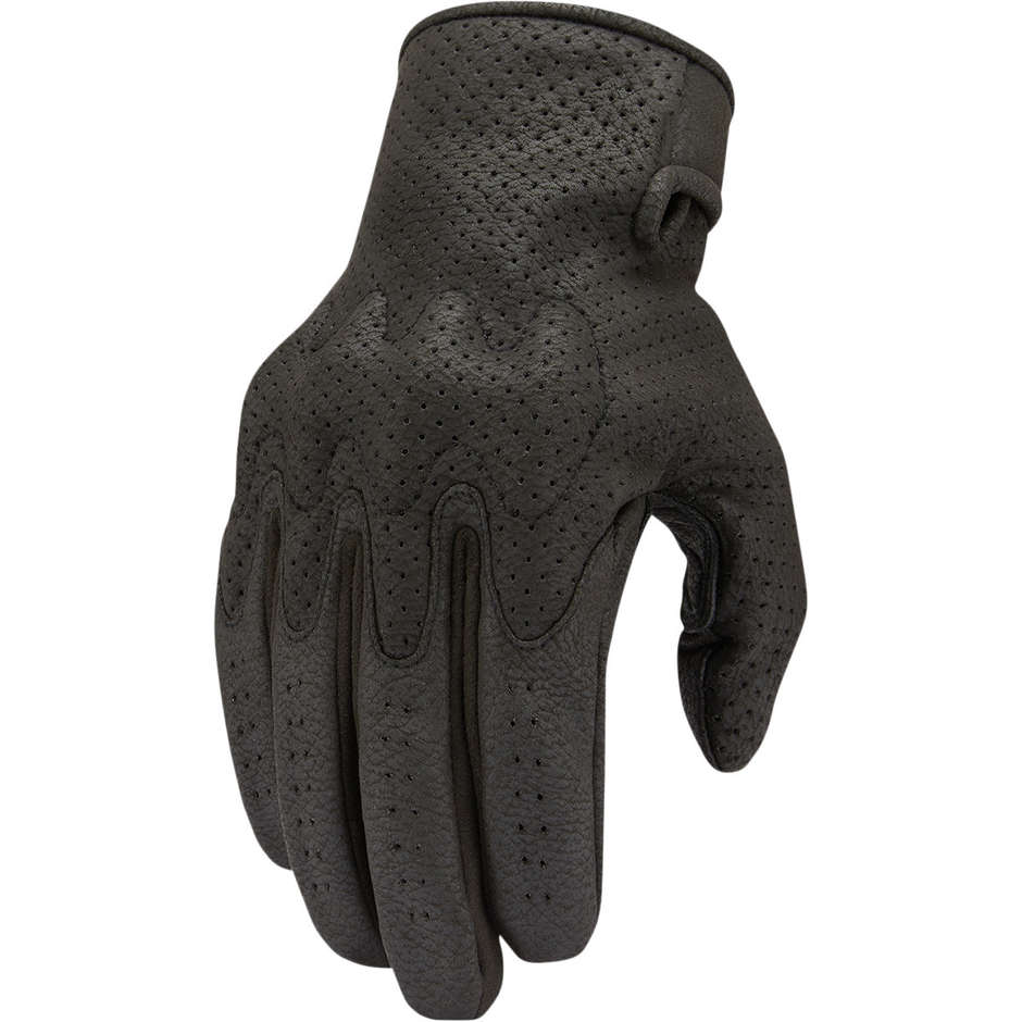 ICON Motorcycle Gloves In Leather and AIRFORM BLACK Fabric