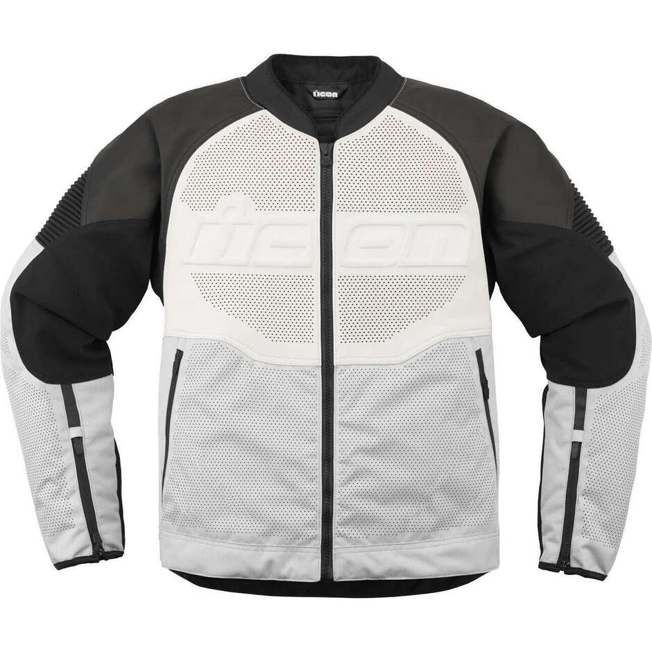 Icon OVERLORD3 Leather CE Motorcycle Jacket White