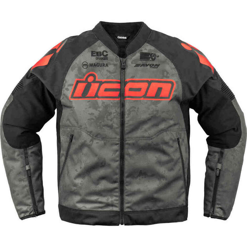 Icon OVERLORD3 Magnacross CE Graue Motorradjacke