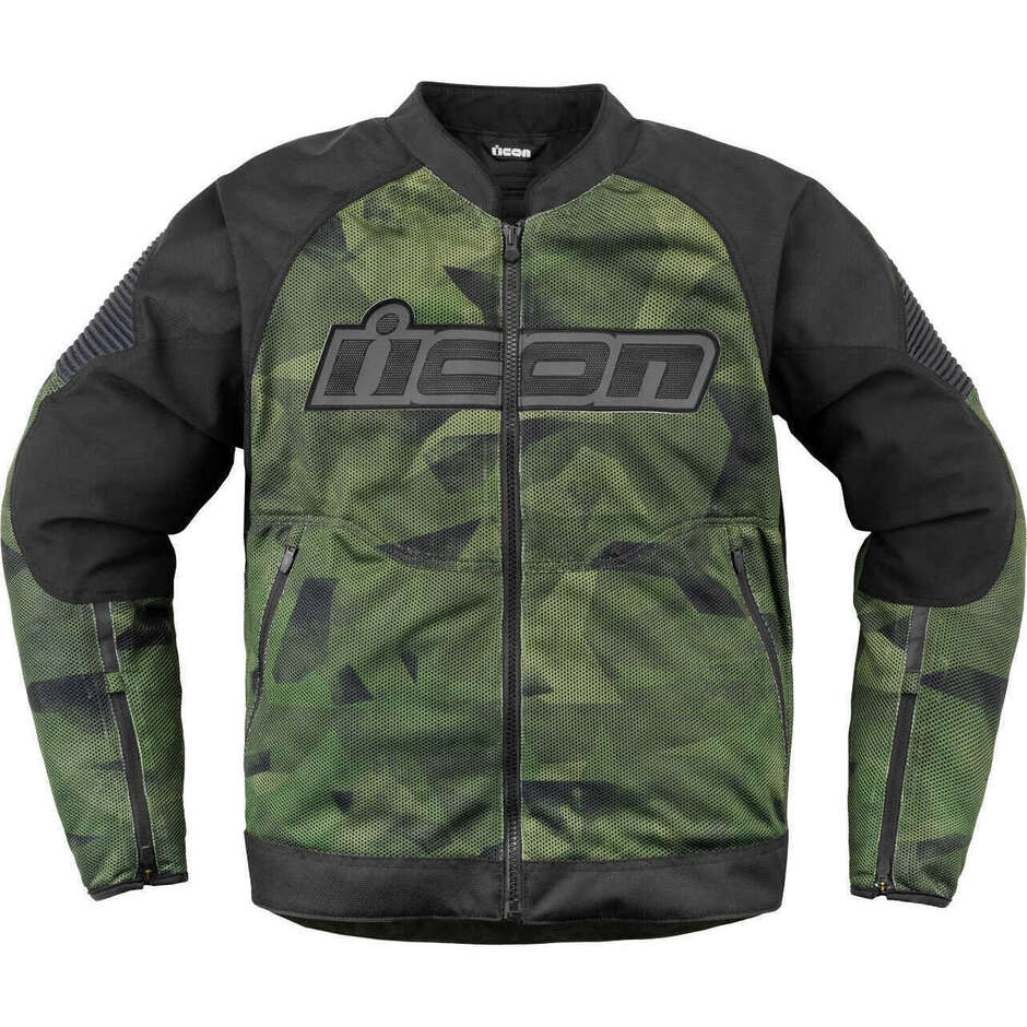 Icon OVERLORD3 MESH CE Camo Grüne Motorradjacke