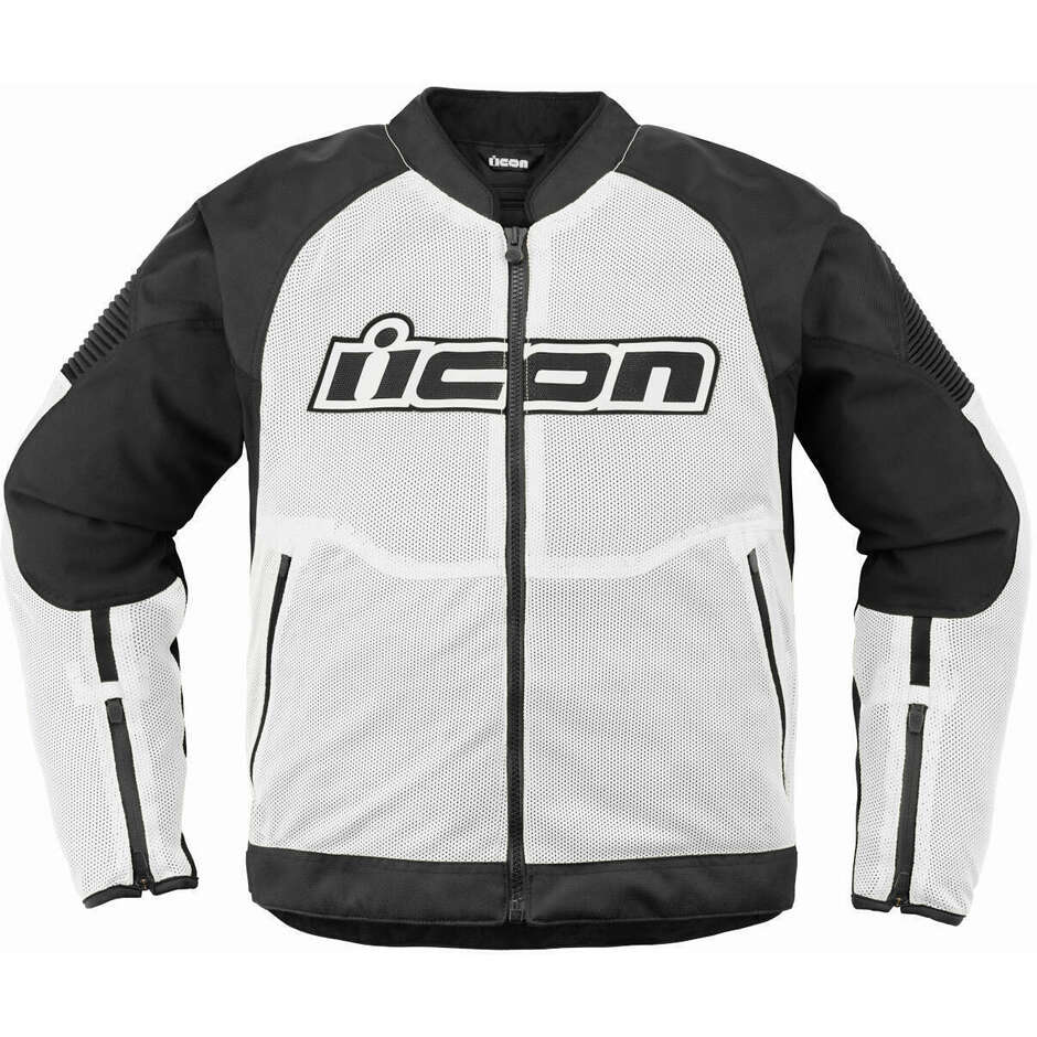 Icon OVERLORD3 MESH CE Motorradjacke Weiß Schwarz