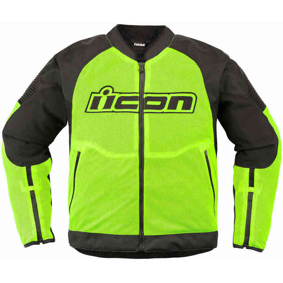 Icon OVERLORD3 MESH CE Veste de moto jaune haute vision