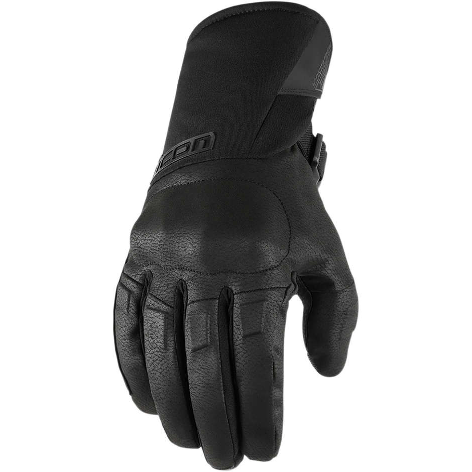 Icon RAIDEN Black Sport Leather Motorcycle Gloves