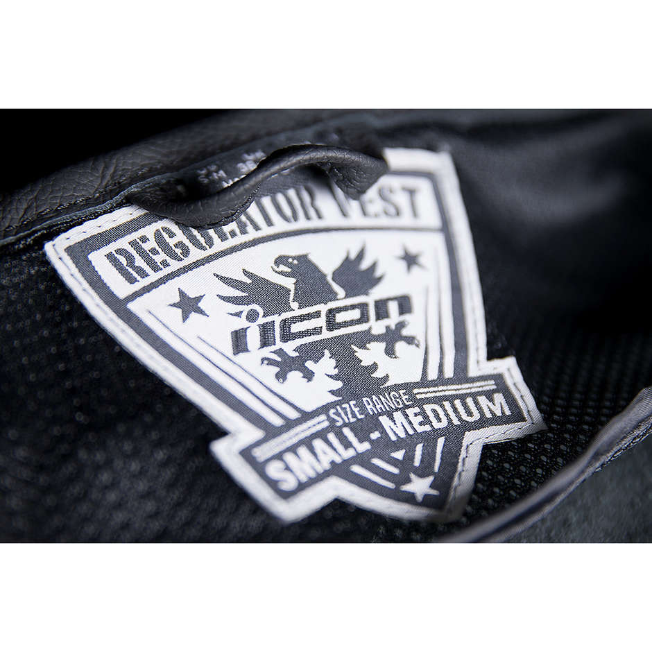 Icon REGULATOR D3O Abisolierte schwarze Leder-Motorradweste