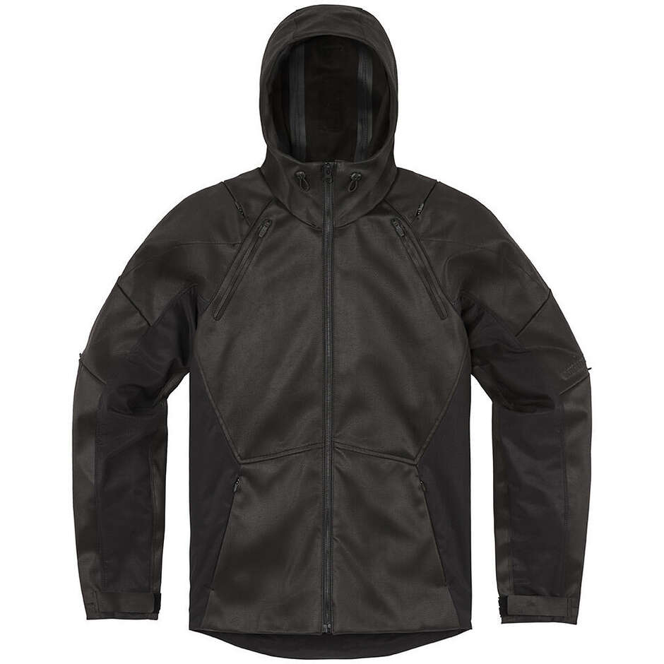 Icon SYNTHHAWK Hooded Motorcycle Jacket Black
