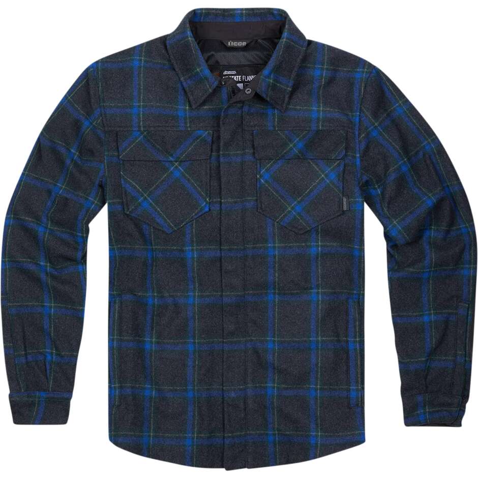 Icon UPSTATE Blue Flannel Shirt Motorcycle Jacket