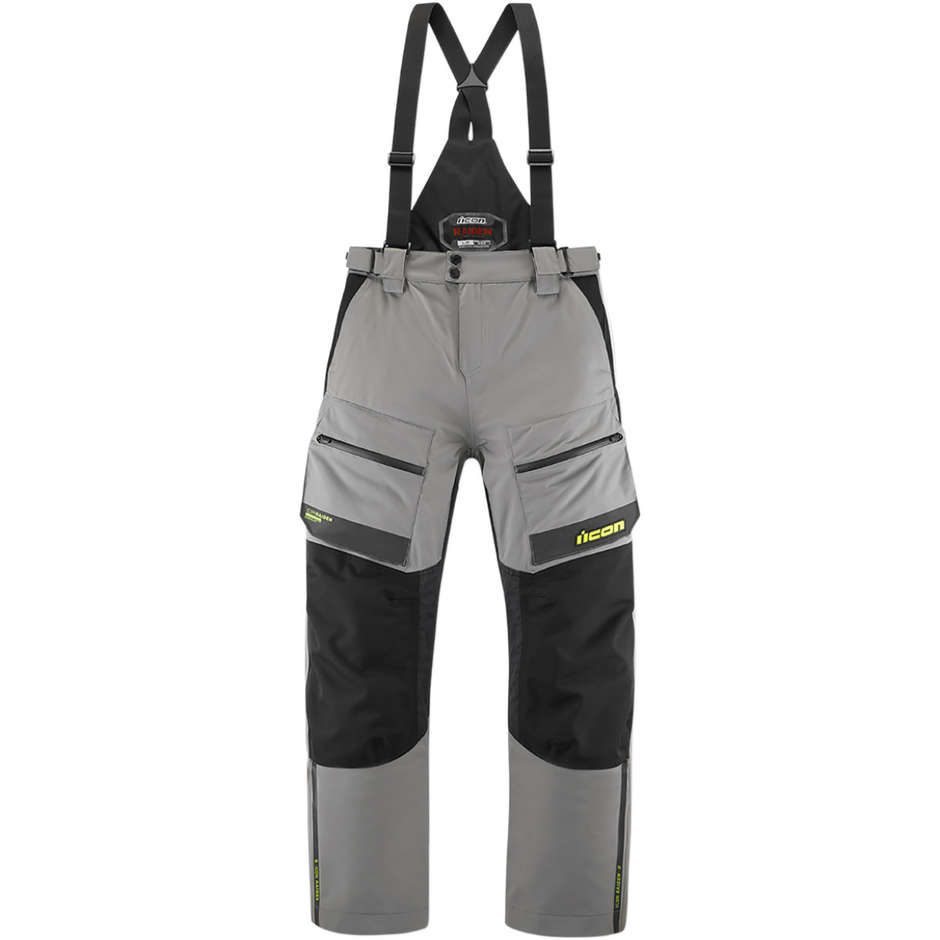 Icon Waterproof RAIDEN Gray Yellow Hi-Vision Motorcycle Pants