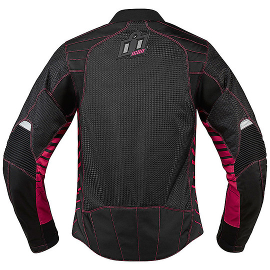 Icon WIREFORM Women's Motorcycle Jacket Pierced Fabric Black Pink