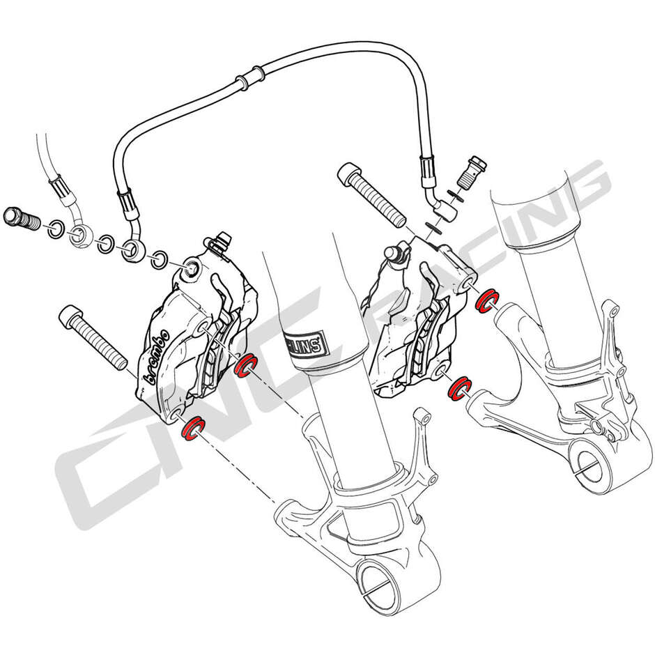 IFD01 CNC Racing Front Brake Caliper Spacer Kit Black