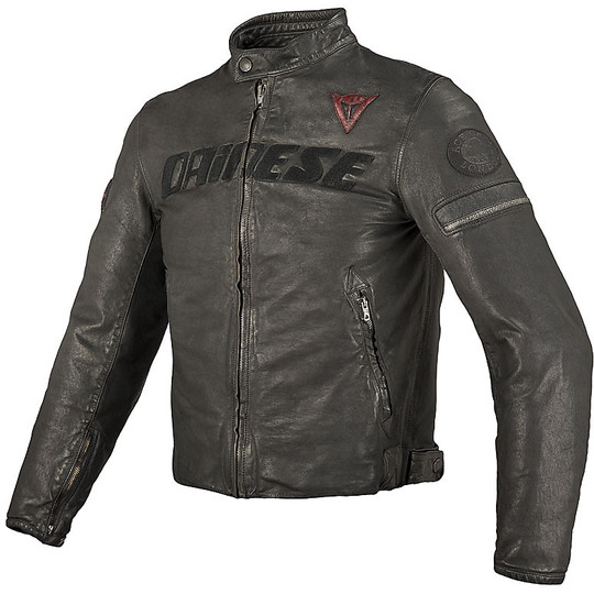 In Genuine Leather Motorcycle Jacket Dainese Model Archive Black Ace