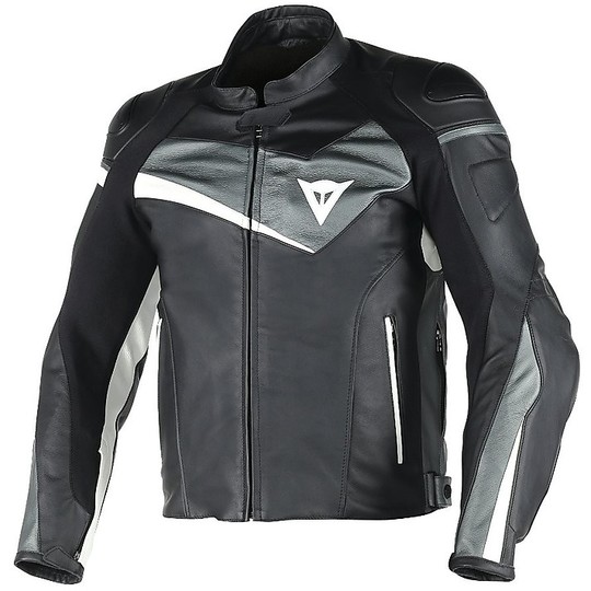 In Genuine Leather Motorcycle Jacket Dainese Model Veloster Black Anthracite White