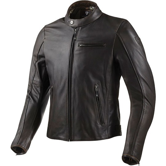 In Genuine Leather Motorcycle Jacket Rev'it Flatbush Dark Brown