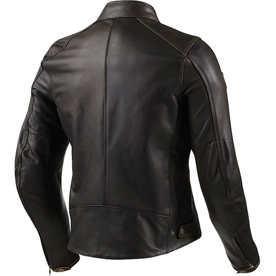In Genuine Leather Motorcycle Jacket Rev'it Flatbush Dark Brown