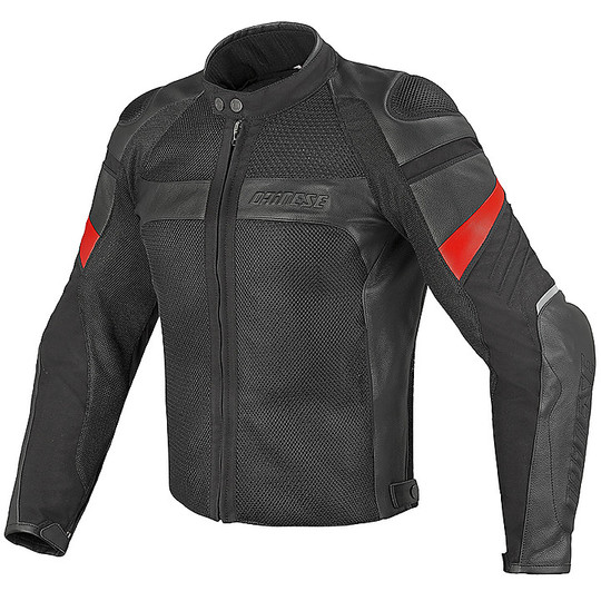 In leather and textile motorcycle jacket Dainese Air Frazer Black